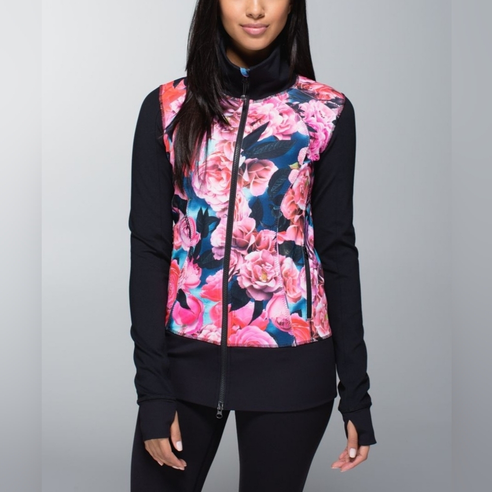 Lululemon Asana Jacket Women's Size 8 Secret Garden Floral Full Zip Athletic